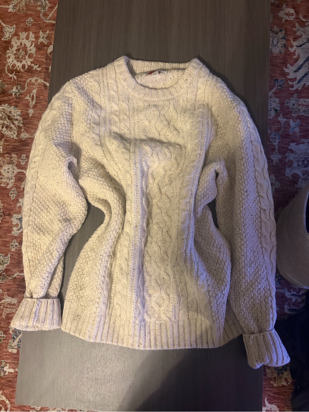 Cream Cable-Knit Crewneck Sweater - Women's